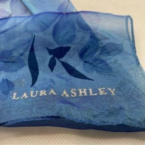 Laura Ashley Blue Flower Pattern Silk Scarf